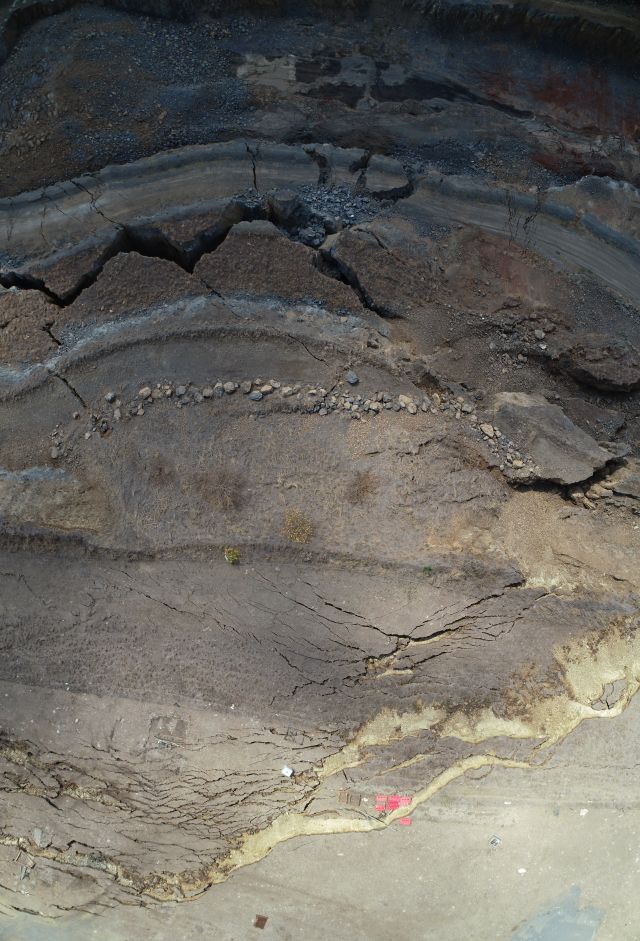 Aerial image of the significant cracking in the quarry high wall (2019)